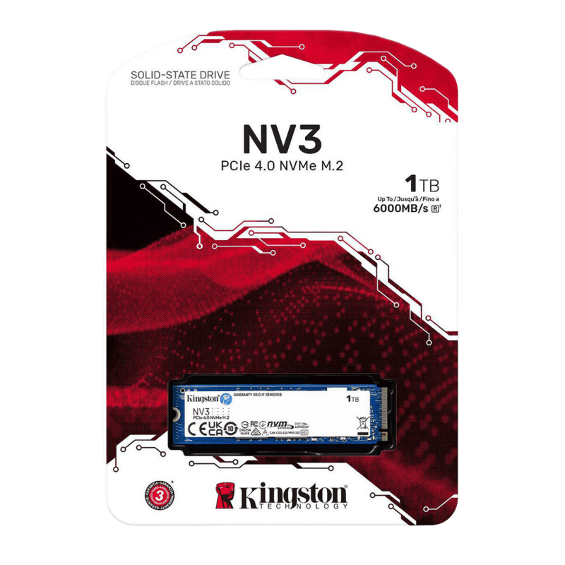 Caja oficial Kingston NV3 1TB SSD M.2 NVMe PCIe 4.0