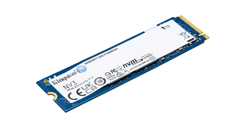 SSD Kingston NV3 1TB M.2 NVMe PCIe 4.0 vista angular
